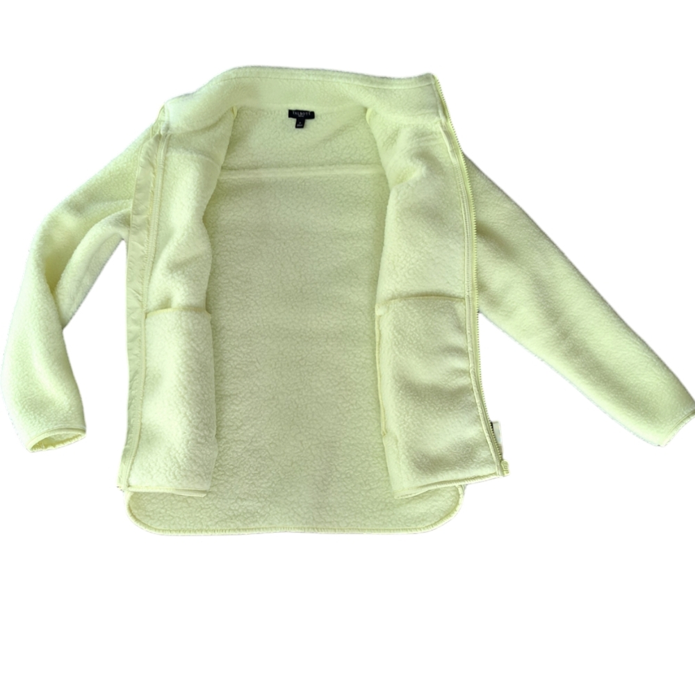 TALBOTS LONG SLEEVE FRONT ZIPPER YELLOW SIZE PETITE WOMEN'S FLEECE. - Picture 2 of 5